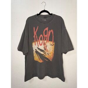 Vtg KoRn Men's 2XL Graphic Tee Grey Heavyweight Cotton